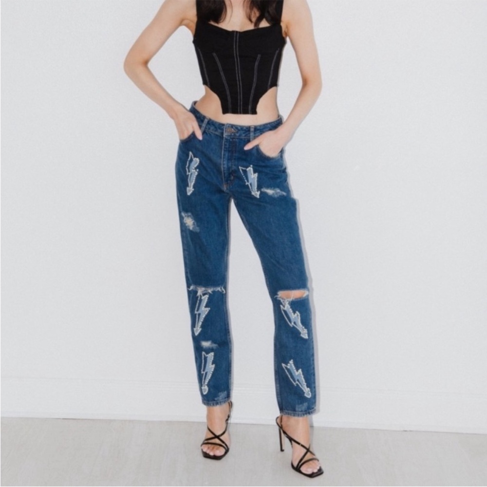 Sandro Paris - Rebecca Pearl Lightning Bolt Jeans